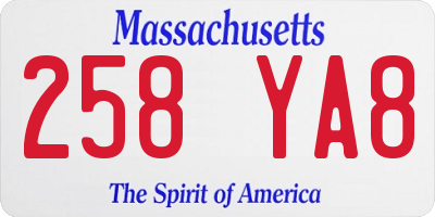MA license plate 258YA8