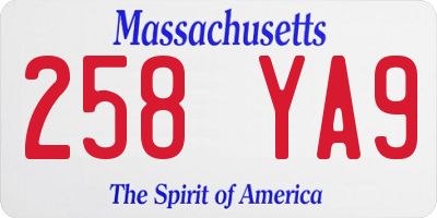 MA license plate 258YA9