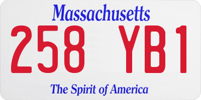 MA license plate 258YB1