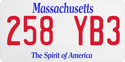 MA license plate 258YB3