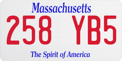 MA license plate 258YB5
