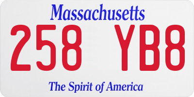 MA license plate 258YB8