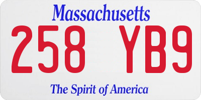 MA license plate 258YB9