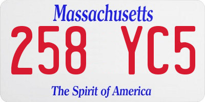 MA license plate 258YC5