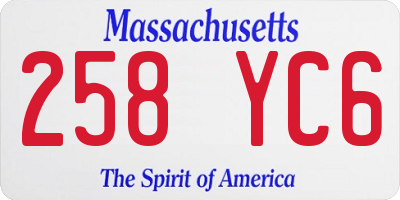 MA license plate 258YC6
