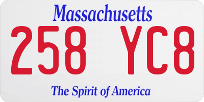 MA license plate 258YC8