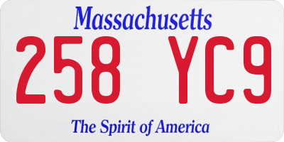 MA license plate 258YC9