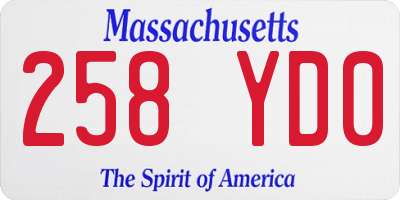 MA license plate 258YD0