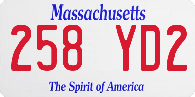 MA license plate 258YD2