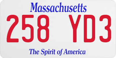 MA license plate 258YD3