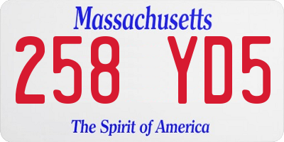 MA license plate 258YD5
