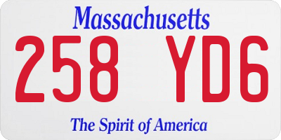 MA license plate 258YD6
