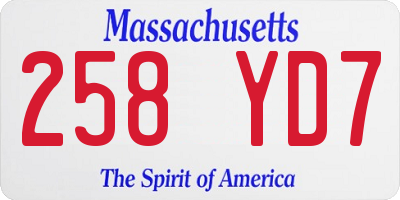 MA license plate 258YD7