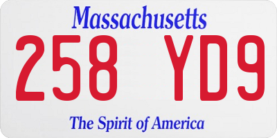 MA license plate 258YD9