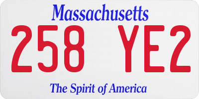 MA license plate 258YE2