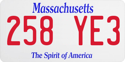 MA license plate 258YE3
