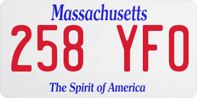 MA license plate 258YF0