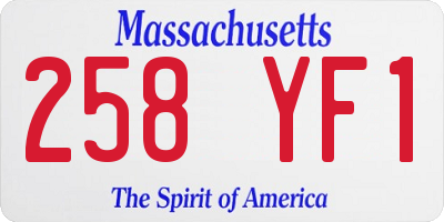 MA license plate 258YF1