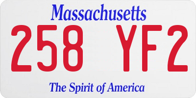 MA license plate 258YF2