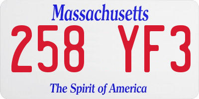 MA license plate 258YF3