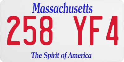 MA license plate 258YF4