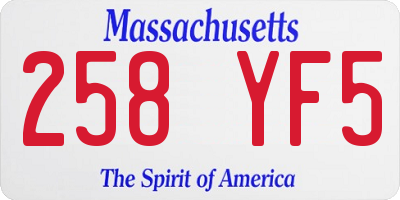 MA license plate 258YF5