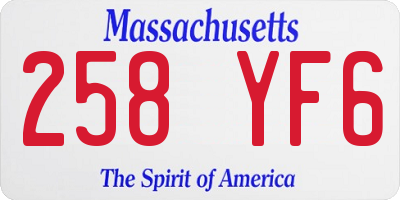 MA license plate 258YF6