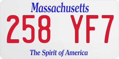 MA license plate 258YF7