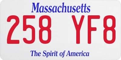 MA license plate 258YF8