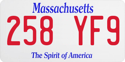 MA license plate 258YF9