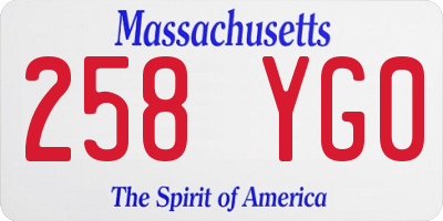 MA license plate 258YG0