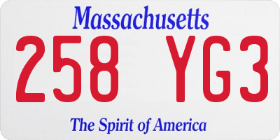 MA license plate 258YG3