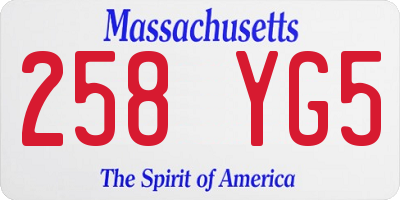 MA license plate 258YG5