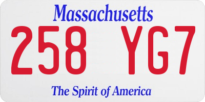 MA license plate 258YG7