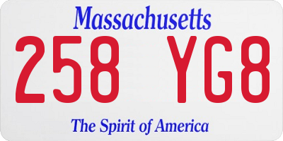 MA license plate 258YG8