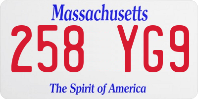MA license plate 258YG9