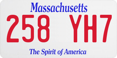 MA license plate 258YH7