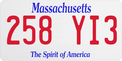 MA license plate 258YI3