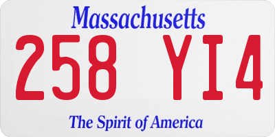 MA license plate 258YI4