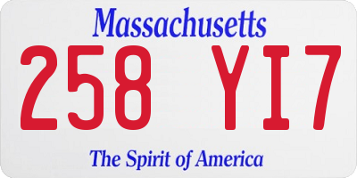 MA license plate 258YI7