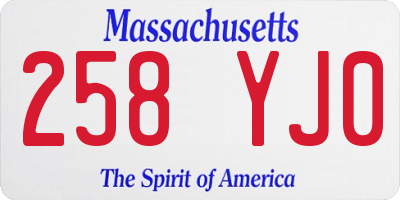 MA license plate 258YJ0