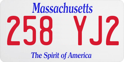 MA license plate 258YJ2