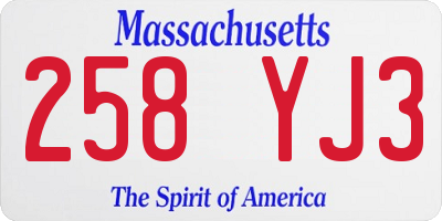 MA license plate 258YJ3