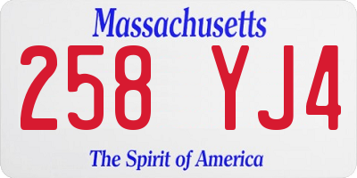 MA license plate 258YJ4