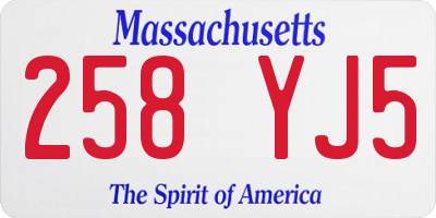 MA license plate 258YJ5