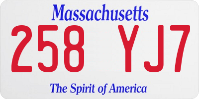 MA license plate 258YJ7