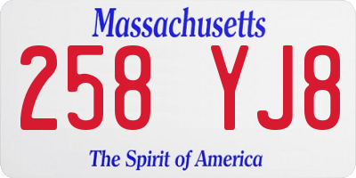MA license plate 258YJ8