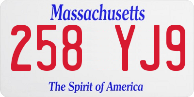 MA license plate 258YJ9