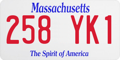 MA license plate 258YK1