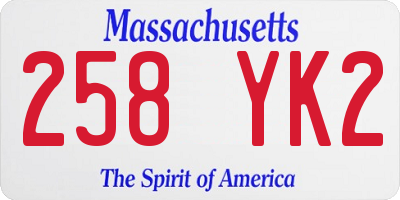 MA license plate 258YK2